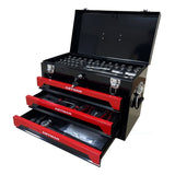 20'' Portable 3-Drawer Steel Toolbox, 4 Layers of Tools with Metal Latches, with Top Storage Tray W110255889