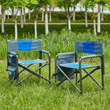 ZUN 2-piece Padded Folding Outdoor Chair with Storage Pockets,Lightweight Oversized Directors Chair for W24178769