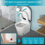 ZUN Smart Toilet with Bidet Built in, Auto Open & Close, Elongated Heated seat, Foot Sensor Flush, LED W1243P203328