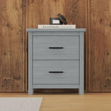 ZUN Vintage Two Drawer Wooden Nightstand, Simple and Generous, Large Storage Space,Light Gray 84200860