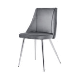 Modern Grey Velvet Dining Chairs , Fabric Accent Upholstered Chairs Side Chair with chrome Legs for W210127132
