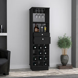 ZUN Black Wengue 12-Bottle 2-Drawer 1-Shelf Bar Cabinet B06280194