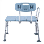 ZUN Medical Bathroom Safety Shower Tub Aluminium Alloy Bath Chair Transfer Bench with Back & Handle Blue 85785756