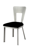 ZUN Contemporary Silver Metal 2pc Dining Chairs Black Microfiber Seat Dining Room Keyhole Back Satin B011P232976