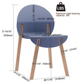 4-Pack Grey Blue Chairs Red Oak Wood Legs & PP Seat, Indoor Dining & Living Room Furniture Set W3450P322868