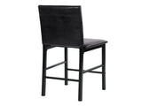 Metal Frame Counter Height Chairs Set of 4 Brown Faux Leather Seat Black Metal Finish Dining Chairs B01146335
