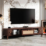 Modern Design TV Stand for 75" TVs, Media Console TV Cabinet with Rattan-Front Drawer for Living N710P257609P