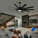 ZUN 72 in.Integarted LED Large Black Double Finish Ceiling Fan with Remote Control W1367P187092