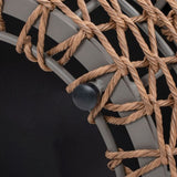 Willow 25" Round Upholstered Woven Patio Ottoman, Golden Brown Wicker Frame, Wheat Beige B2719P305701