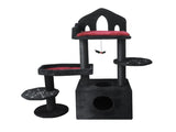 Black Gothic Cat Tree, Multi-Level Spooky Cat Tree with Scratching Posts, Perches, Hammock, and Cat 23060112