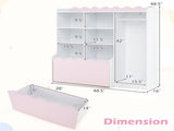 Kids Clothing Rack with Storage Cubes & Rolling Drawer Multifunctional Children Wardrobe Organizer 39559518