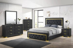 ZUN Glamorous 1pc Modern Glam Style 4-Drawer Chest Dark Gray Gold Finish Gold-colored Hardware Bedroom B011P207450