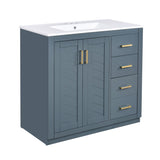 36'' Bathroom Vanity with Ceramic Sink Combo, Solid Wood Frame Bathroom Storage Cabinet, N710P243327C