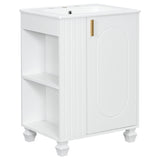 24" Bathroom Vanity with Sink, Bathroom Cabinet with Door Shelf, Side Open Storage, Solid Wood N759P293645K