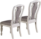 Antique White Set of 2 Chairs Grey Upholstered Tufted unique Design Chairs Back Cushion Seat HSESF00F1825