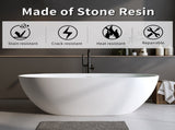59'' Solid Surface Matte Tub, Solid Surface Soaking Tub, Stone Resin Freestanding Bathtub, Thick 38720386