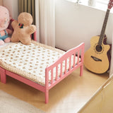 Single-Tier Vertical Slat Wooden Bed with Side Rails Pink, Pine, Kids Bedroom Furniture Safe & 18653966
