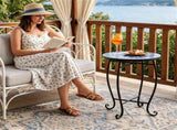 14" Metal Side Table, Indoor Outdoor Decorative End Table X-Base Heavy Duty Plant Stand for Patio 88244850