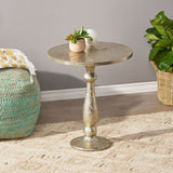 WOODEN AND WHITE METAL FITTED TABLE 69345.00