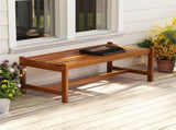 44" Teak Oil Hardwood Backless Outdoor Bench, 530 LBS Load Capacity Patio Dining Bench 35290788