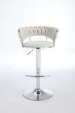 Set of 2 Bar Stools,with Chrome Footrest and Base Swivel Height Adjustable Mechanical Lifting Velvet W1249P247722