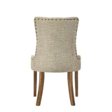 Beige and Salvaged Oak Tufted Back Parson Chairs B062P182743