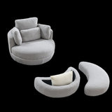39"W Oversized Swivel Chair with moon storage ottoman for Living Room, Modern Accent Round Loveseat W83489913