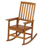 ZUN Acacia Indoor Rocking Chair, Outdoor Solid Wood Patio Furniture New Style Light Brown 24467314