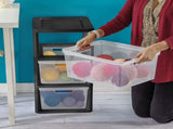 (2 pack) 3 Drawer Tower, Plastic Storage Organizer with Removable Clear Bins, Easy to Assemble - No 94783517