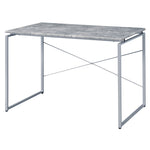 ZUN Grey and Silver Writing Desk with Metal Sled Base B062P184549