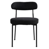 ZUN Boucle Upholstered Dining Chairs with Curved Backrest & Metal Legs Set of 2, Black W2740P214381