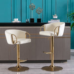 ZUN Set of 2 Bar Stools,with Chrome Footrest and Base Swivel Height Adjustable Mechanical Lifting Velvet 66634321