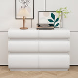 ZUN 6 Drawer Dresser for Bedroom, White Dresser No Handle, Modern 6 Chest of Drawers with Wide Storage W757P235726