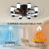 ZUN 21.7 inch Ceiling Fan Light - Windmill-shaped Flush Mount Ceiling Fan with Light with Remote Control W1340103803