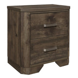 Rustic Brown Finish Nightstand with Storage Drawers Clipped Corners Transitional Style Wooden B011P186840
