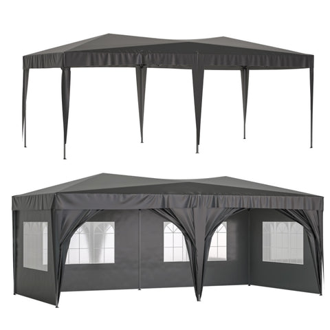 ZUN 10 x 20 ft Heavy Duty Awning Canopy Pop Up Gazebo Marquee Party Wedding Event Tent with 6 Removable 19189632