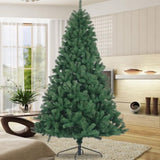 ZUN Artificial Christmas Tree Full Natural Spruce PVC Fir Tree 7.5ft Foldable Metal Stand Unlit Green W49819946