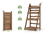 4-Tier Ladder Plant Stand, Foldable Premium Fir Wood Flower Pot Rack, A-Shaped Reinforced Display 60951620