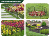 Decorative Garden Fence 22" Rustproof Metal Wire Fence for Dogs, 10 Panels, Black 98513915