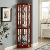 6 Shelf Lighted Corner Curio Cabinet with Adjustable Tempered Glass Shelves and Mirror Back, W1693P170931