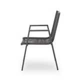 ZUN Outdoor Modern Aluminum Dining Chair with Rope Seat , Gray and Dark Gray 64679.00GRY