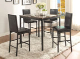 Metal Frame Counter Height Chairs Set of 4 Brown Faux Leather Seat Black Metal Finish Dining Chairs B01146335