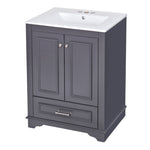 ZUN 24'' Bathroom Vanity with Ceramic Sink Combo, Modern Freestanding Storage Cabinet with Silver N710P194893C