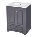 ZUN 24'' Bathroom Vanity with Ceramic Sink Combo, Modern Freestanding Storage Cabinet with Silver N710P194893C