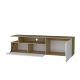 FM FURNITURE Dilkon TV Stand with Drop-Down Door. Hinged Door. Open Shelves.Cable Management. B128P283289