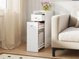 Slim Bathroom Storage Cabinet with Caster Drawer, Raised Edge Top Shelf Anti-Fall Organizer-White 00552411