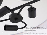 Modern 3-Light Fabric Pendant Light, Black Adjustable Drum Chandelier, Matte Black Fabric Shade W1367P460380