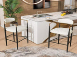 Barstools Set of 2, Upholstered Bar Stools with Back for Kitchen Island, Beige Faux PU Leather N779P248198P