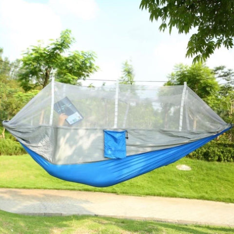 ZUN Camping Hammock, Portable Double Hammock with Net,600lbs Load 2 Persons Hammock w/Mosquito Net 83835081