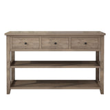 Console Table with Wood Frame and Legs, Sofa Table Entryway Table with 3 Drawers and 2 Open Shelves 96317130